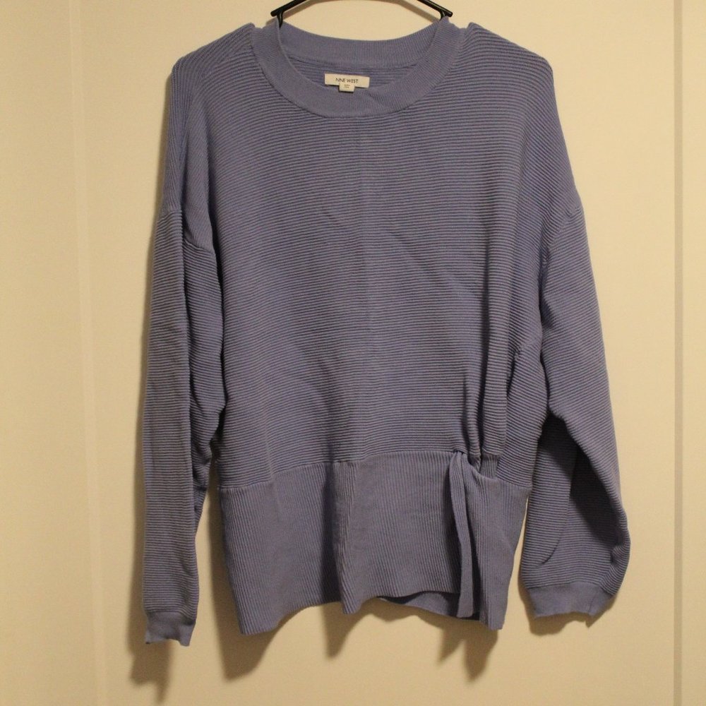 Nine West Blue Knit Peplum Top